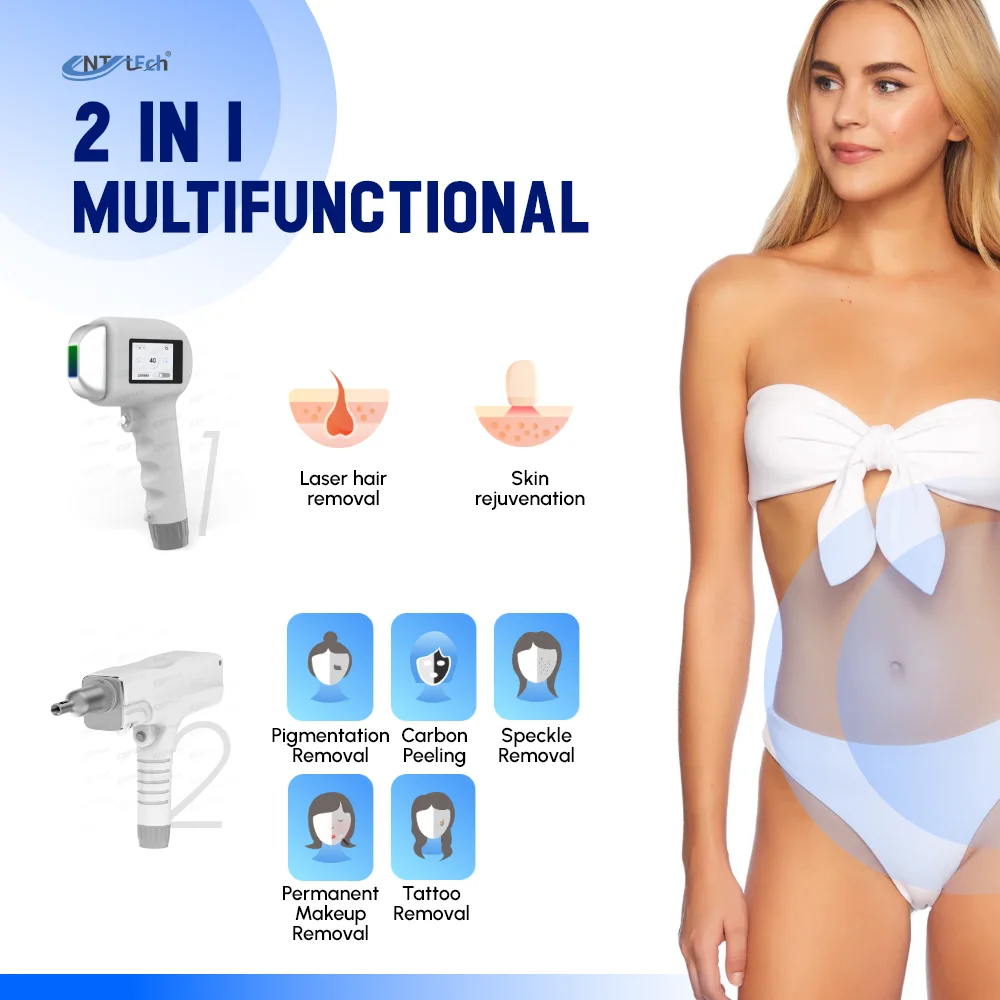 Smart Clinic 2 in 1 Diode Laser Hair Removal 755 808 1064 Nd Yag Laser Tattoo Removal Laser Hair Removal Machine