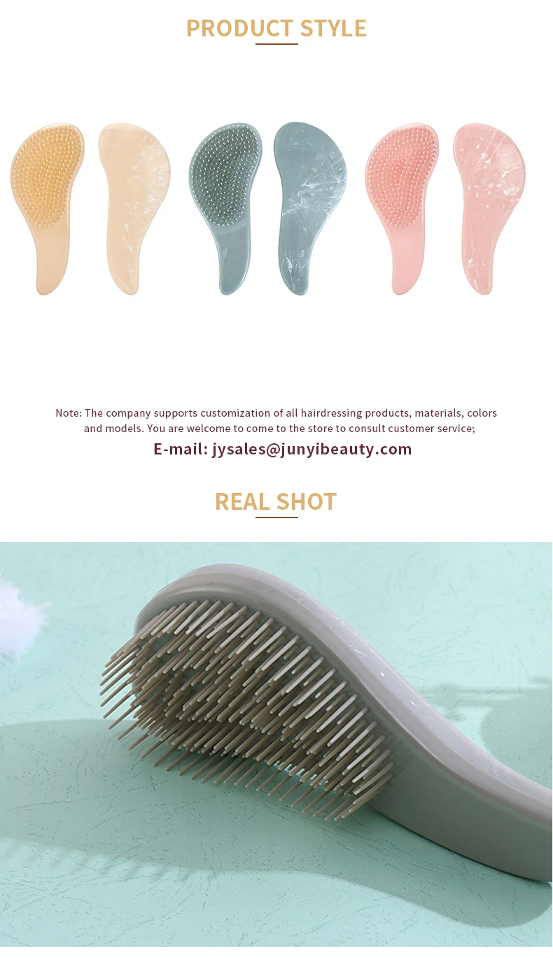 Custom Color Logo Professional Cleaning Detangler Scalp Massage Plastic