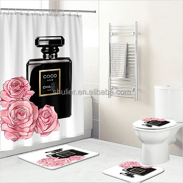 Source Wholesale 4 Piece Luxury Bathroom Sets 3D Shower Curtain Customize  Dropship Home Waterproof Bath Curtains Set on m.