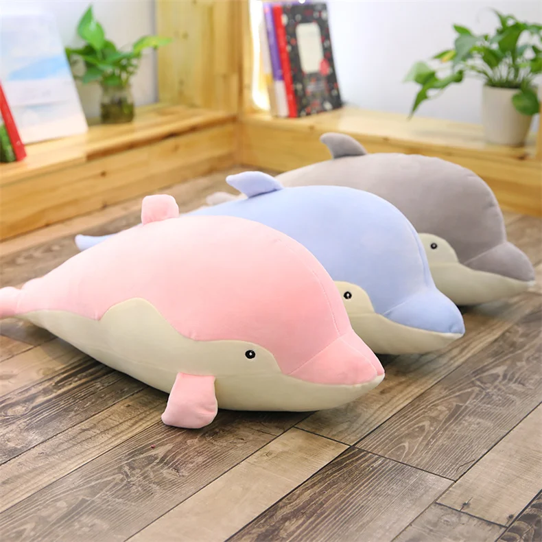 子供のためのかわいい巨大なイルカの枕ソフトイルカのぬいぐるみ