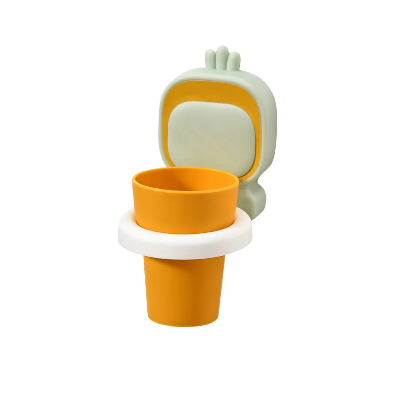 Cute children's brushing cup Wash cup set Creative toothbrush cup shelving perforation-free wall hanging