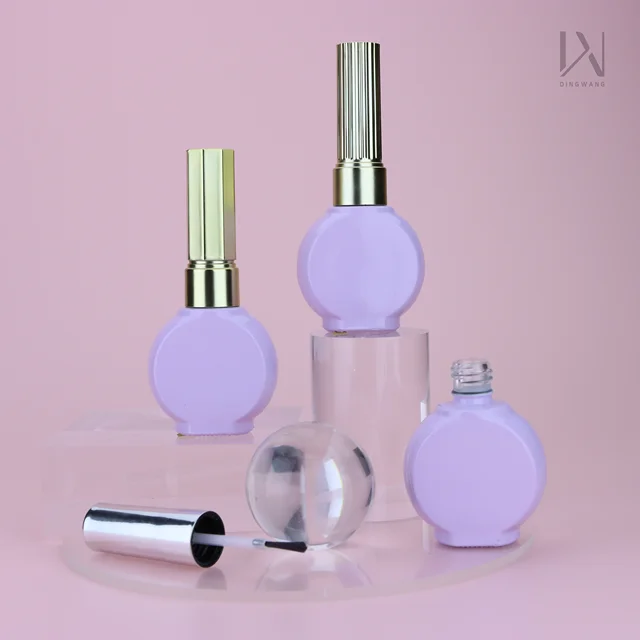 Manufacturers wholesale flat nail polish bottle purple UV gel polish glass bottle 14 ml nail polish bottle