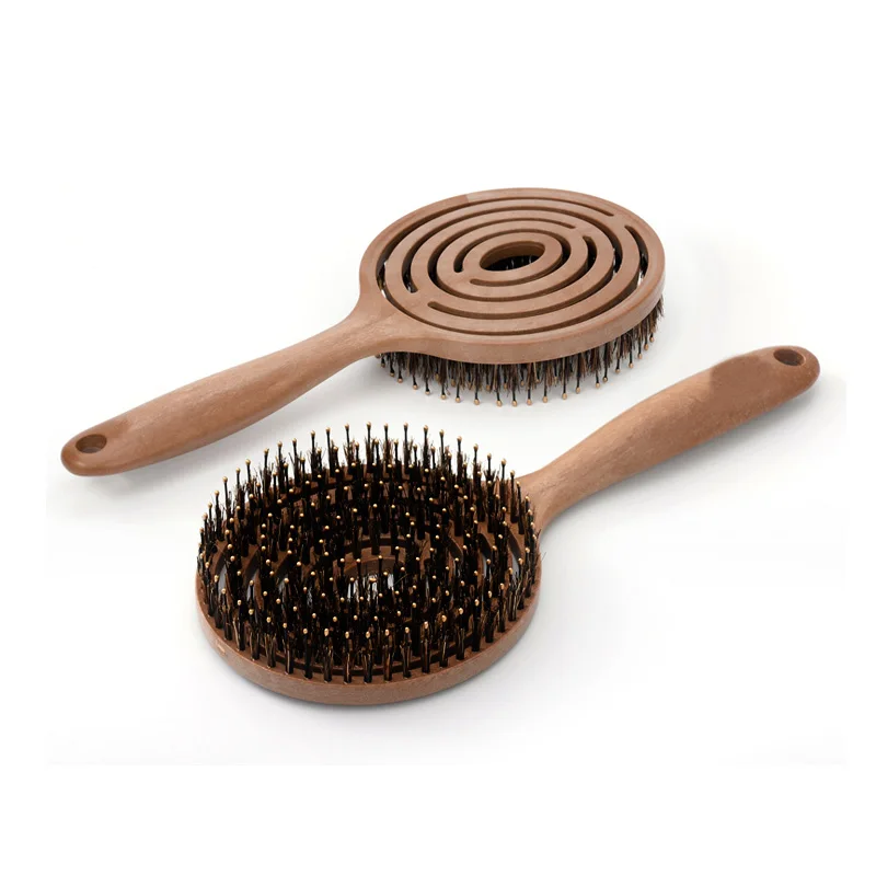 2023 New Design Round Shape Wood Grain Color Flexible Ventilated Hair