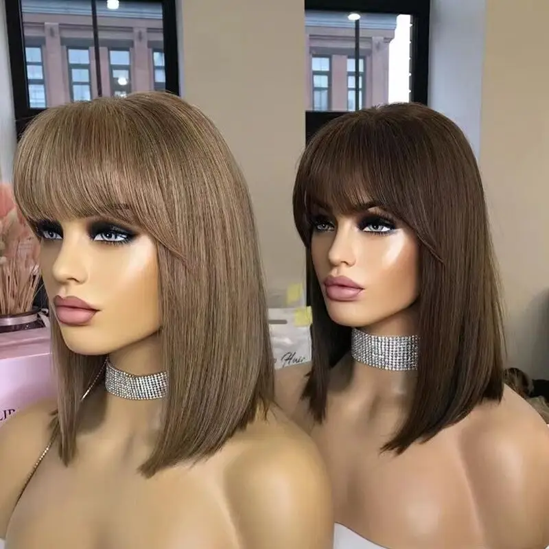 Russian Virgin Human Hair Double Fine Mono Base Jewish Hair Lace Topper with Natural Bangs Size 6x6 Inch