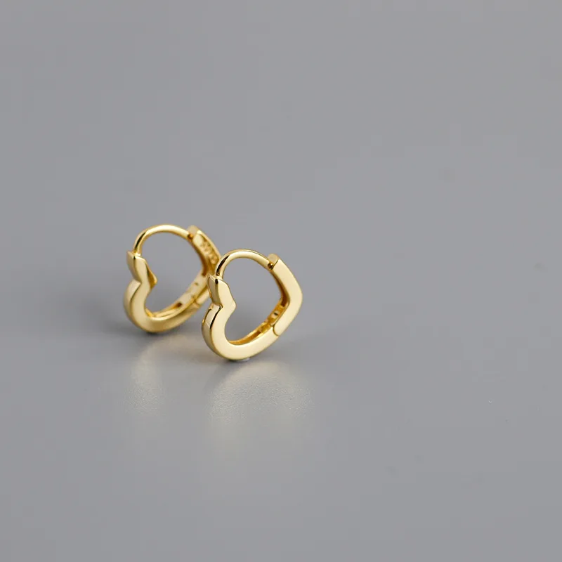 High Quality Classic Design 925 Sterling Silver Heart Shape Hoop Earrings Girl Women