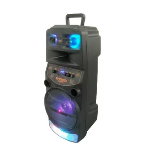 QS-6802 8Inch Cool look outdoor Rechargeable  trolley blue tooth speakers with remote control and wired Mic
