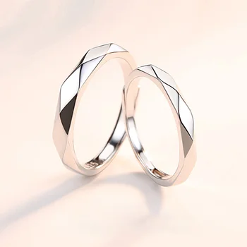 2022 men women gift adjustable minimalist geometry proposal engagement wedding 925 sterling silver couple love ring set