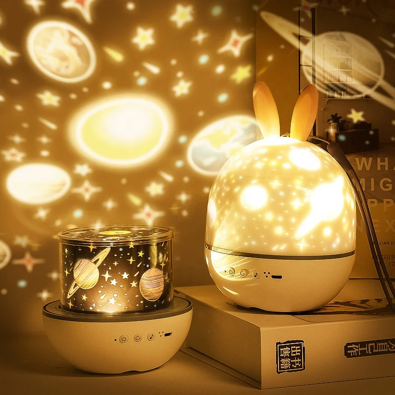 Custom Cute Elf Projection Lamp Rotating Ocean Christmas Birthday Party Atmosphere Star Projector for Baby Night Light