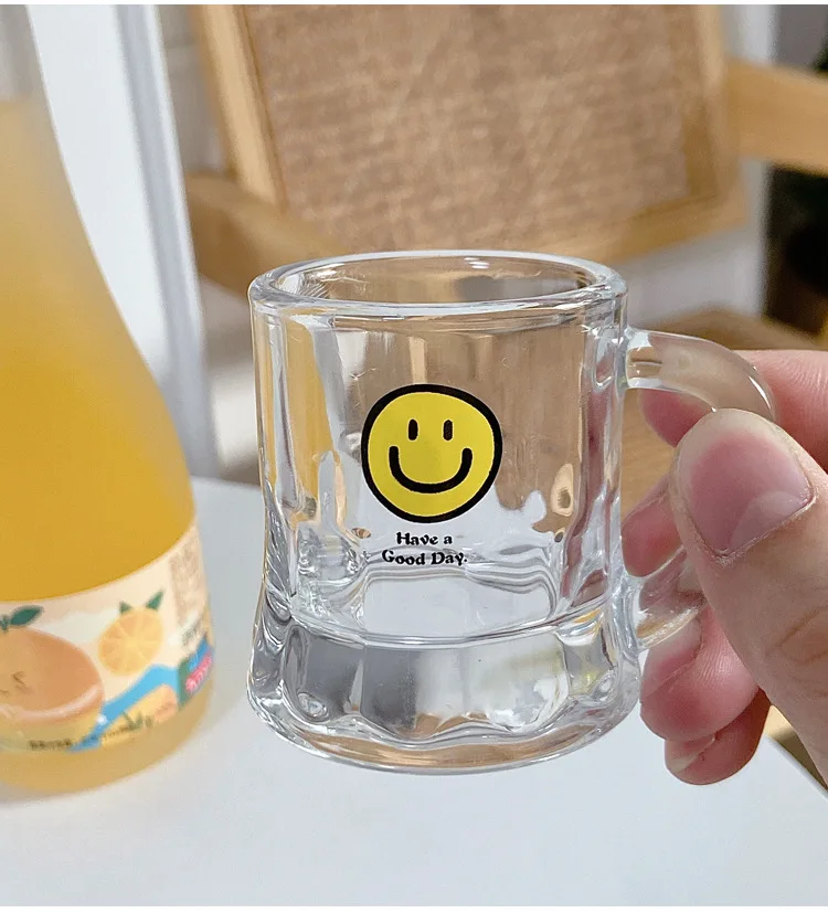 lelyi korean ins glass cup smiley