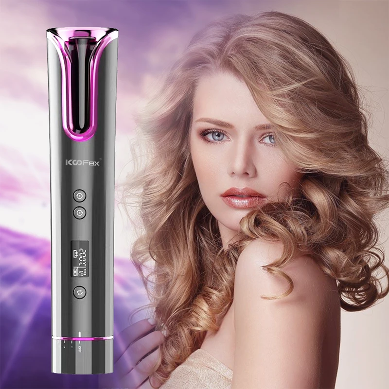 Cordless automatic hair curler. Плойка для завивки волос cordless automatic hair curler. Беспроводная плойка для волос. Wireless automatic hair curler. Автоматическая беспроводная плойка для волос wireless usb auto curler, rose gold.
