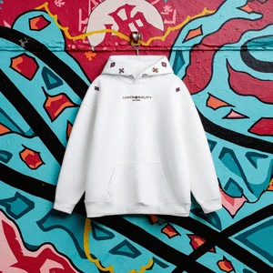 Autumn Men's Ins Ethnic Style Hooded Fleece Oversized Anti-Pilling Sweater Embroidered Solid Pattern American High Street Long