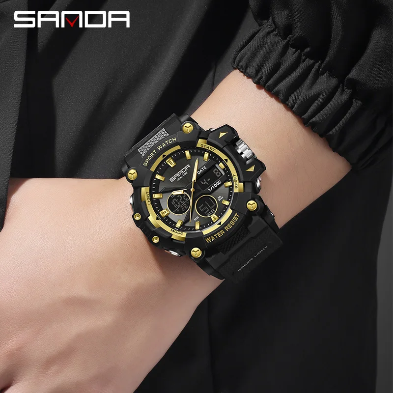 SANDA 6225 Women's Sports Watch for Men - Quartz Digital Dual Display