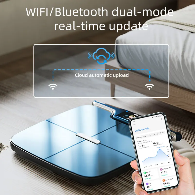 TFT Large Screen Wifi bluetooth Scale Analysis Bmi Digital 8 Electrodes Scale Smart Body Fat bluetooth Scale