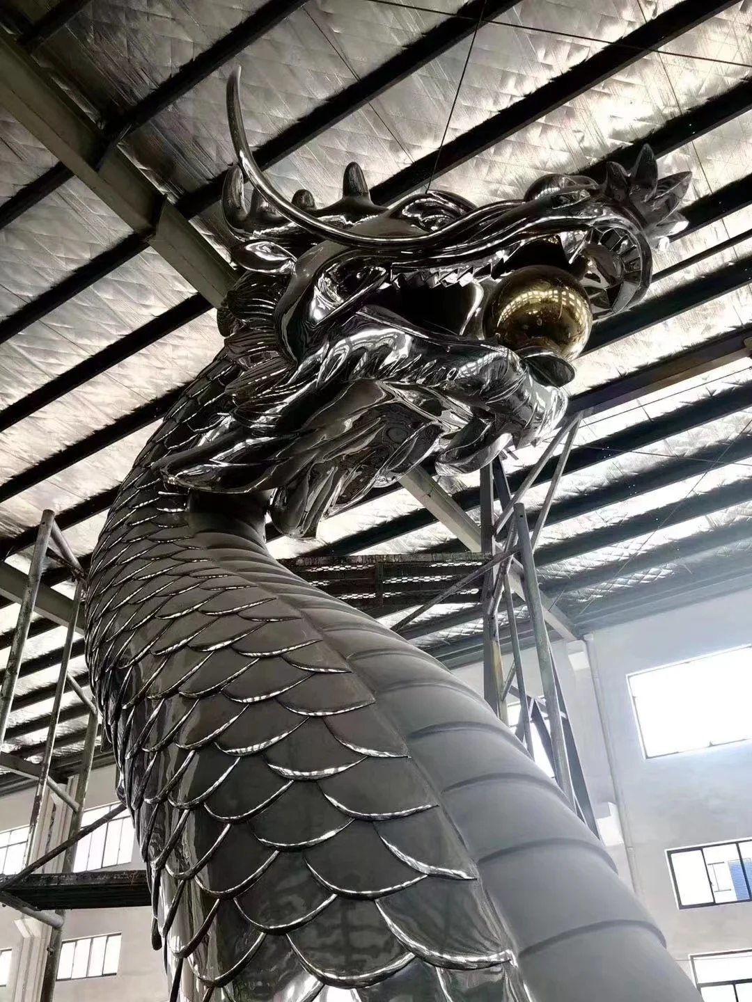 Stainless Steel Dragon Sculptures - Mirror Polish Finish