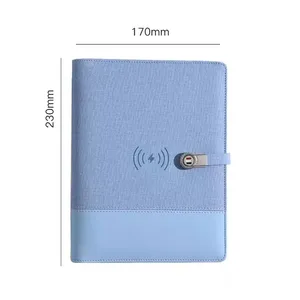 Custom PU Leather Notebook Set Luxury Ring Binder A5 Organizer USB Power Bank Custom Paper Wireless Charging Luxury Gift Box