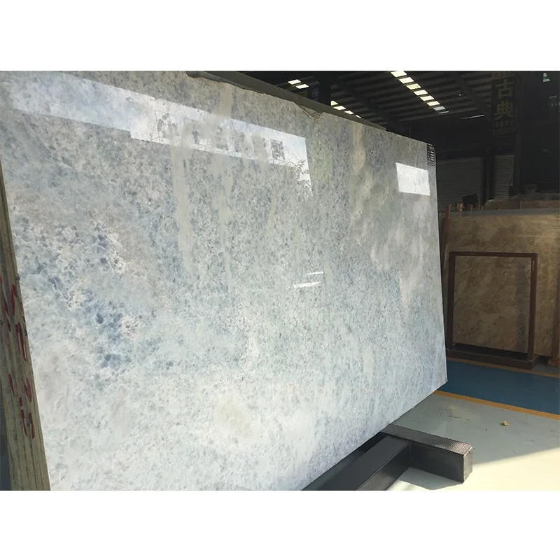 Natural Blue ice jade marble slab for home background wall blue marble tile