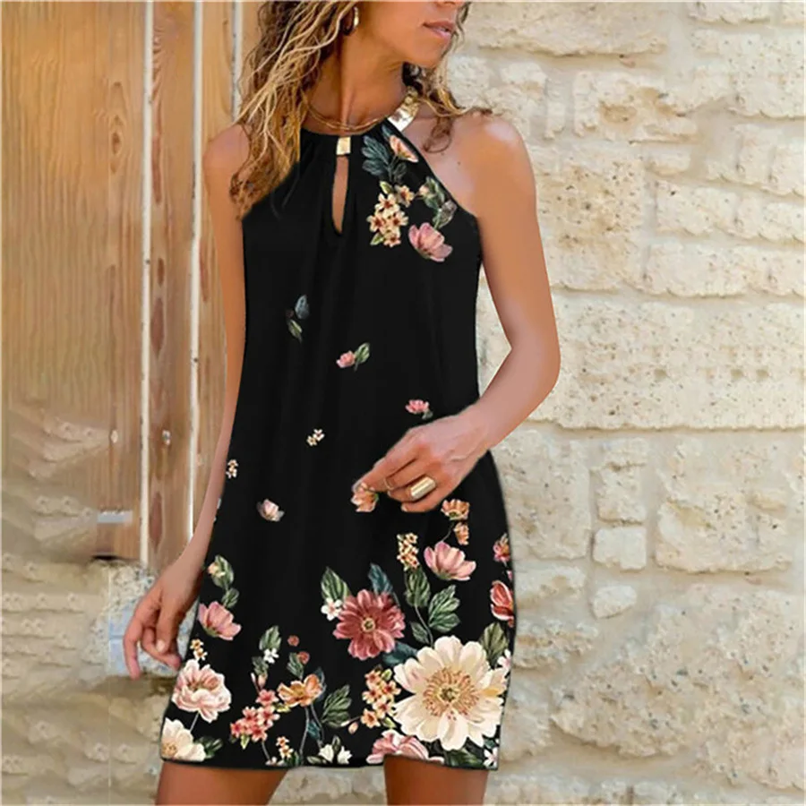 Womens Loose Dress Pockets Short Sleeve 