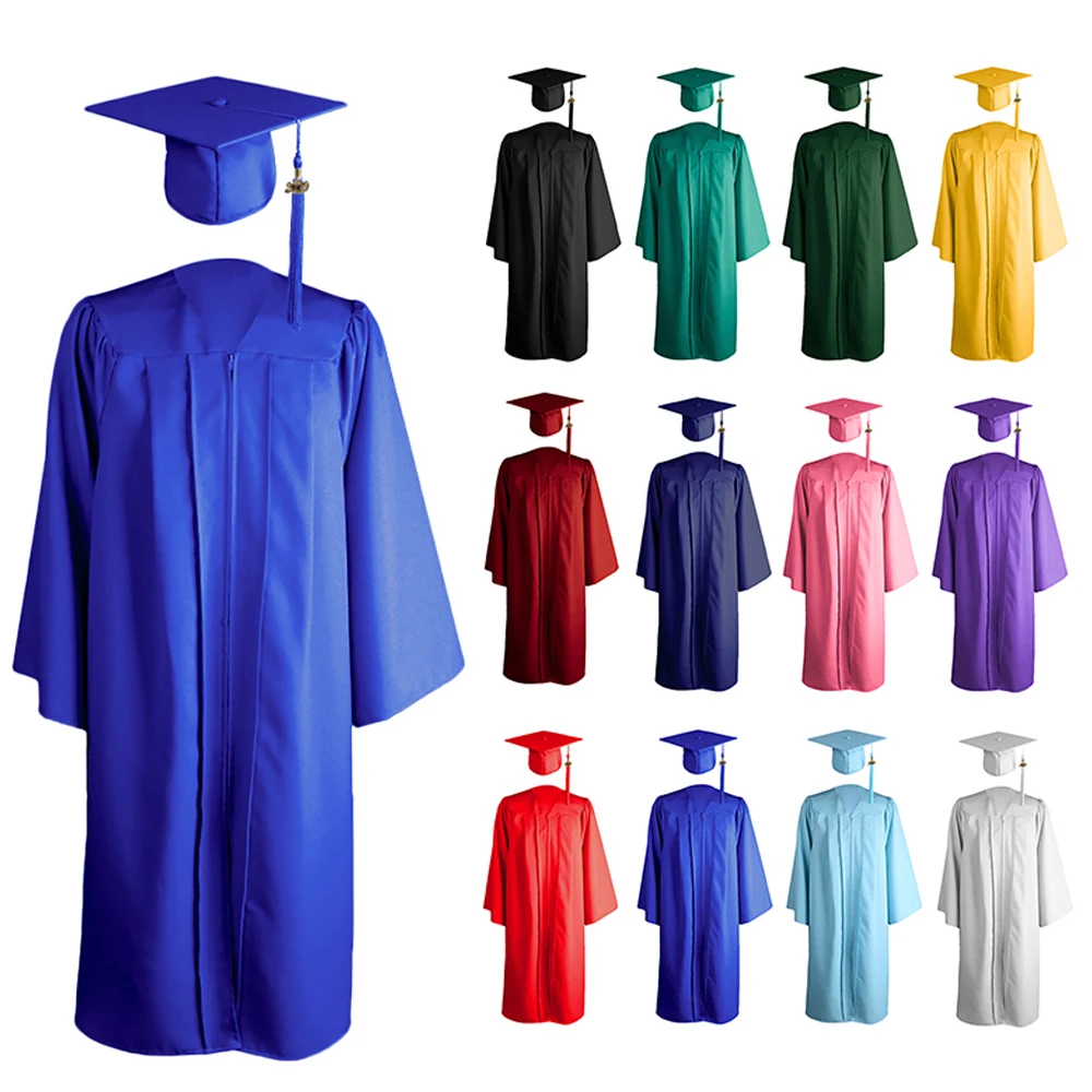 Customized University Royal Blue Matte Graduation Cap and Gown Toga with Tassel