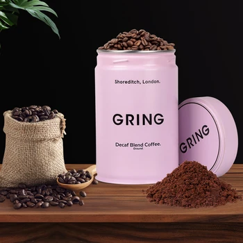 Customized print eco friendly coffee bean tea tin powder cans airtight metal empty round luxury coffee tea caddy tins canister