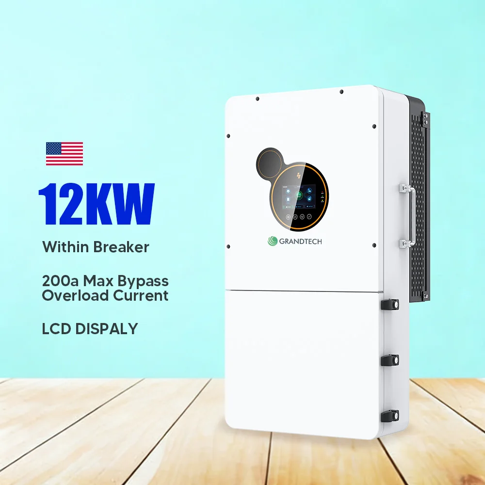 Inversor solar híbrido con stock en EE. UU., grado IP65, de 8 kW/10 kW/12 kW, trifásico dividido, para almacenamiento de energía, con doble MPPT, de baja frecuencia y 48 V