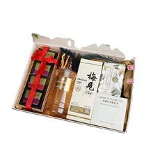 High-grade bamboo flannel hand-held souvenir set business gift customization new product ideas 2024