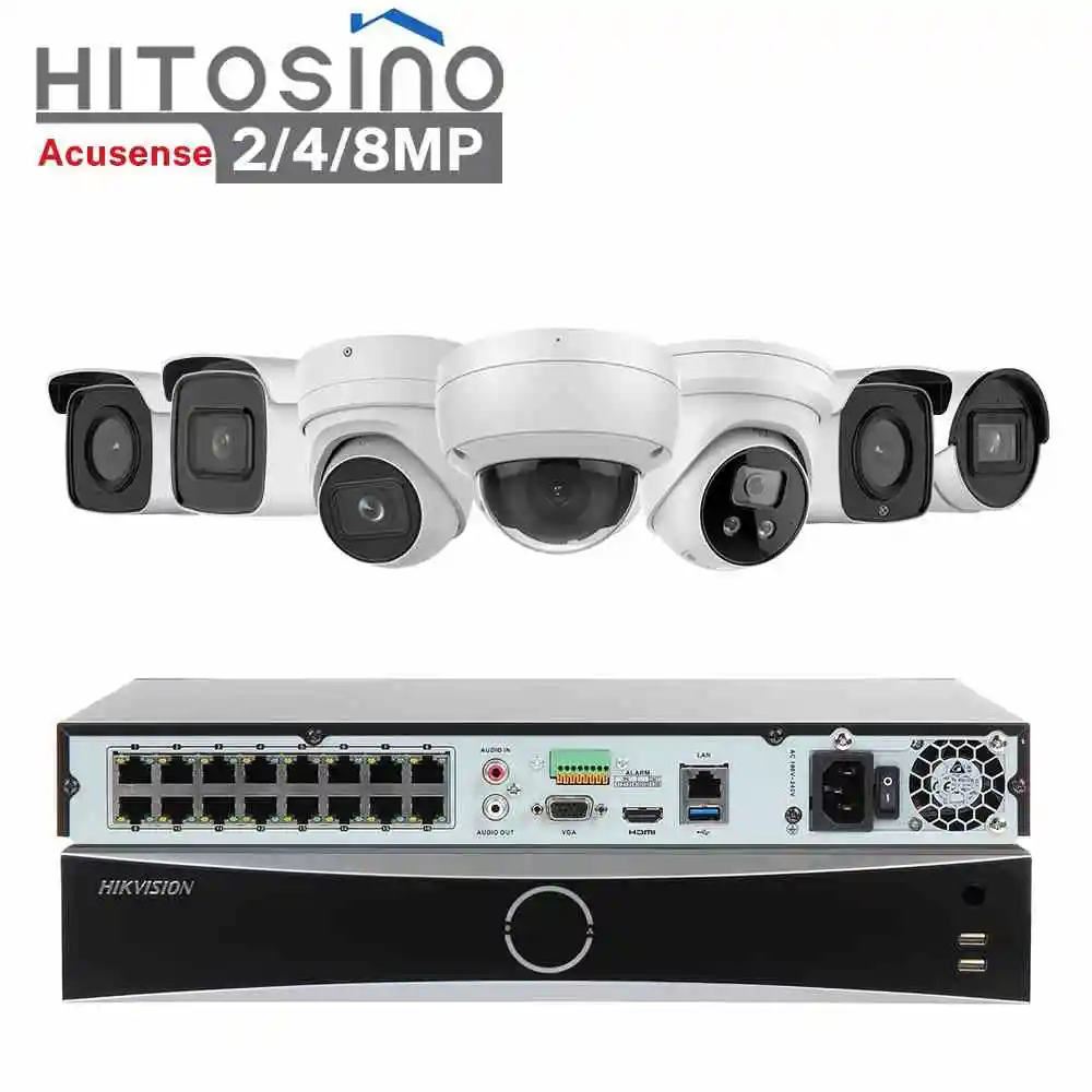 Hik Oem Vision 2mp 4mp 5mp 8MP 4K Hikvesion Kit Poe 4ch 8ch 16ch NVR Camera Kit POE Video IP Sistema di sorveglianza di sicurezza