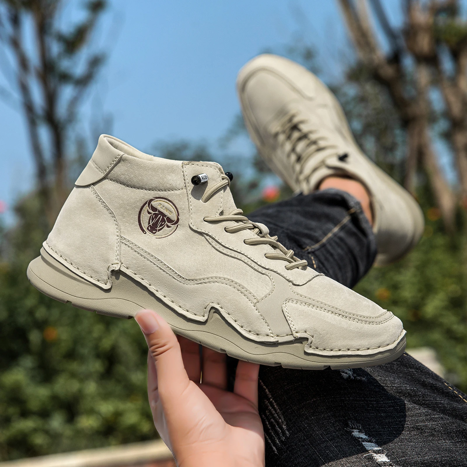 Factory Supply Custom LOGO Service Middle Top Genuine Leather Octopus Men Winter Snow Martin Boots