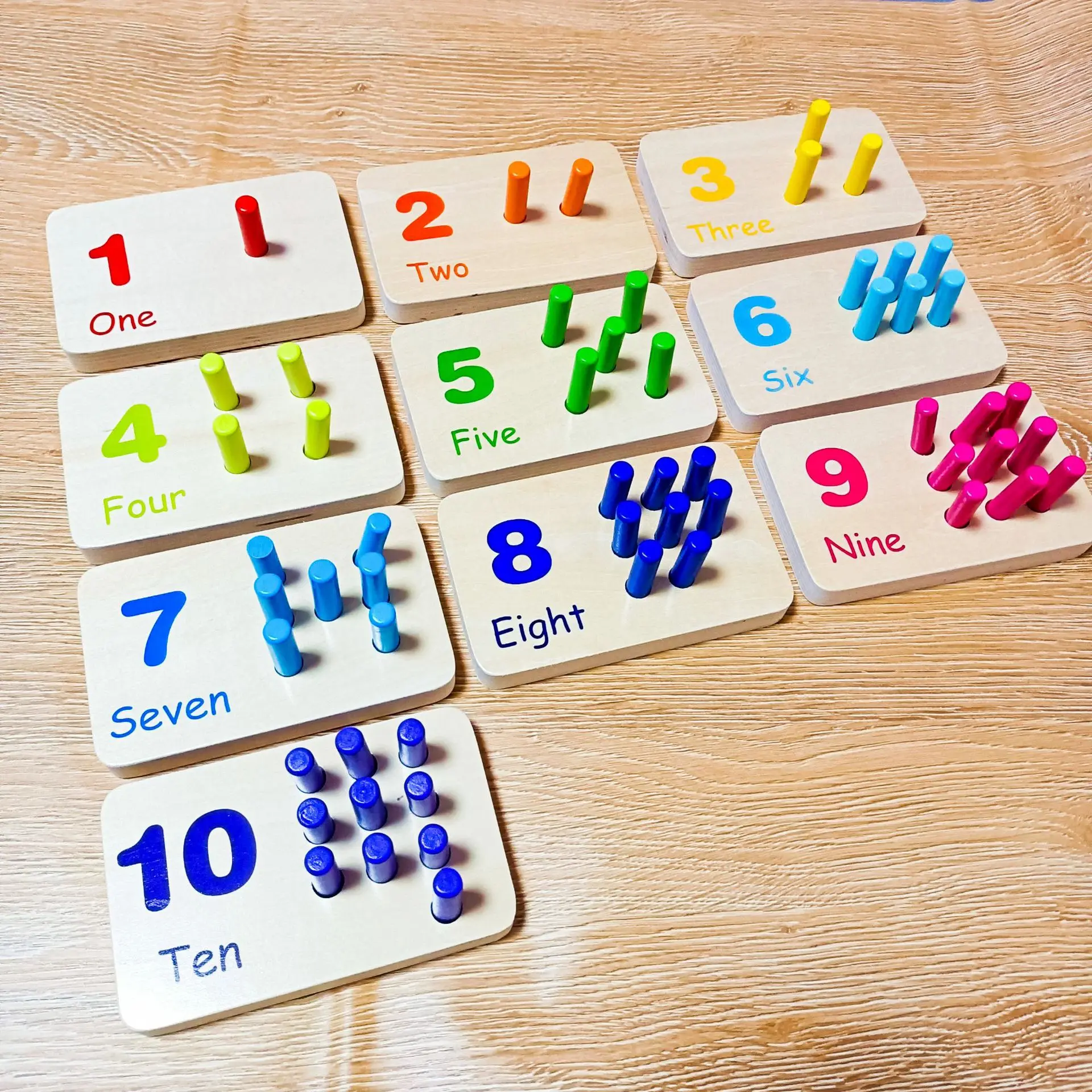 CPC CE Montessori Wooden Math Manipulative Materials Number Counting Peg Board Learning Toy for Toddlers