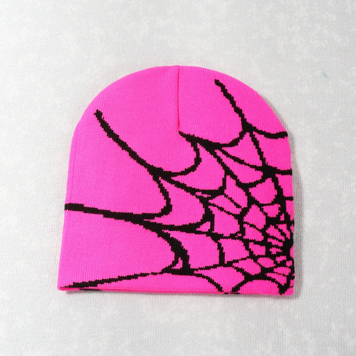 Custom Logo Jacquard Spider Web Beanie Winter Hats for Men