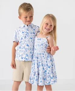Customized ODM/OEM Summer Children's Boys' and Girls' Printed Casual Halter Dresses and Short Shirts for 2026