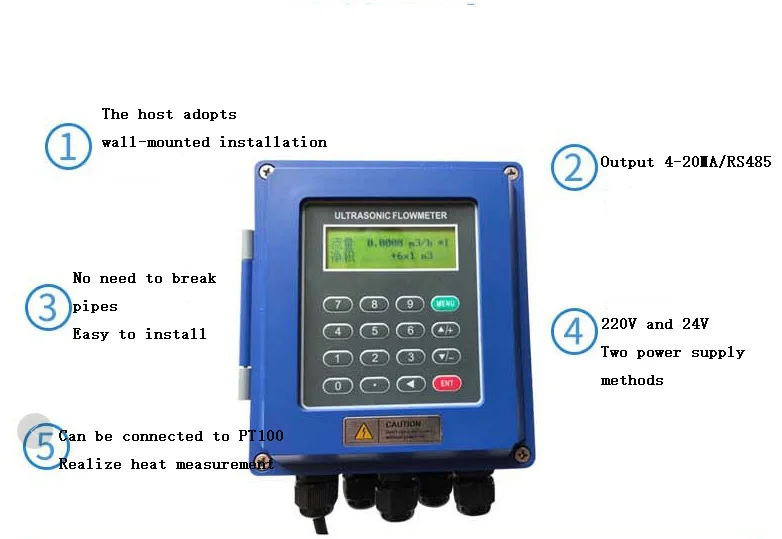 Modbus Portable Ultrasonic Flowmeter Pvc Pipe Ultrasonic Flow Meter