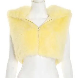 Dropshipping 2026 Fall Winter New Hot Sexy Fashion Crop Top Women Hoodie Tank Tops Fur Plush Vest