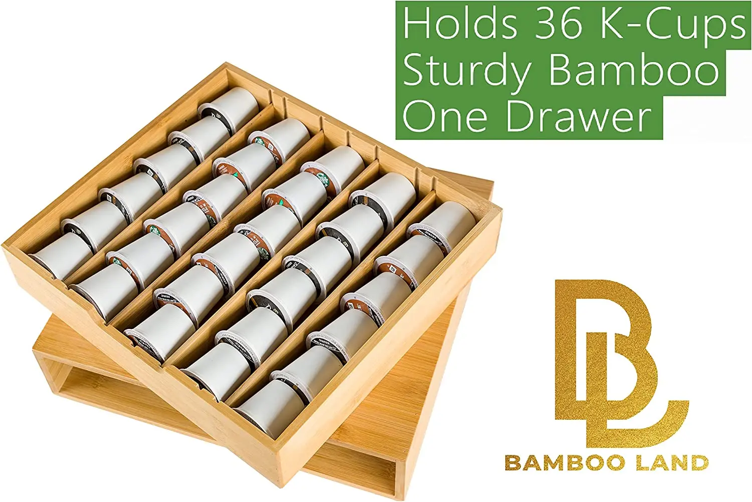 Bamboo K Cup Holder Storage Coffee Cup Drawer Organizer Bamboo Leaf Tea