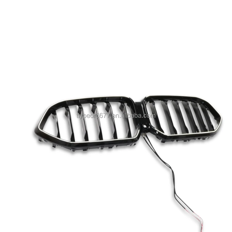 product tiypeor car gloss black front bumper front mesh grille single slat line hood kidney grill abs led for bmw x6 g06 2019   2023-3