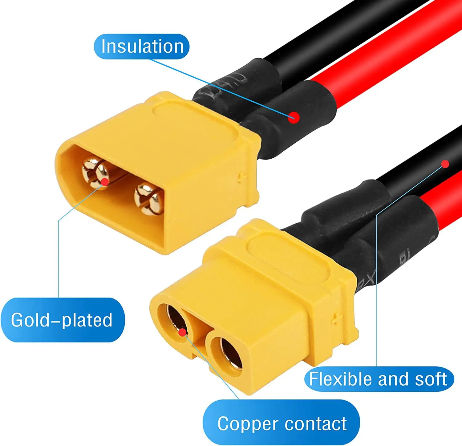 Xt60u Male To Female Connector Extension Cable With Waterproof Fuse Holder 30a Medium Size Fuse