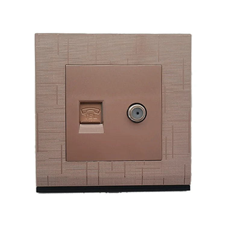 Factory Hot Wholesale Selling British Standard One Telephone Socket With Satellite PC Wire Drawing Standard Grounding for Home
