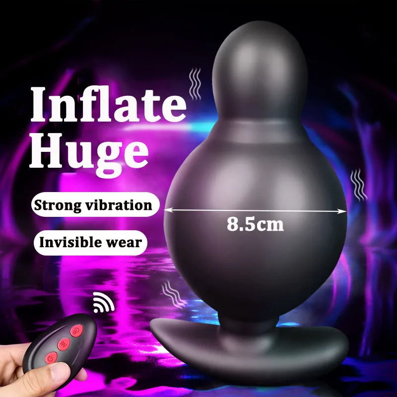 Free Custom Box - Wireless Remote Control Inflatable Butt Plug Male Prostate Massager Vibrator Huge Expansion Vagina Anal