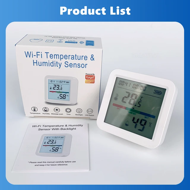 Tuya Wifi Smart Temperature And Humidity Sensor With Backlight