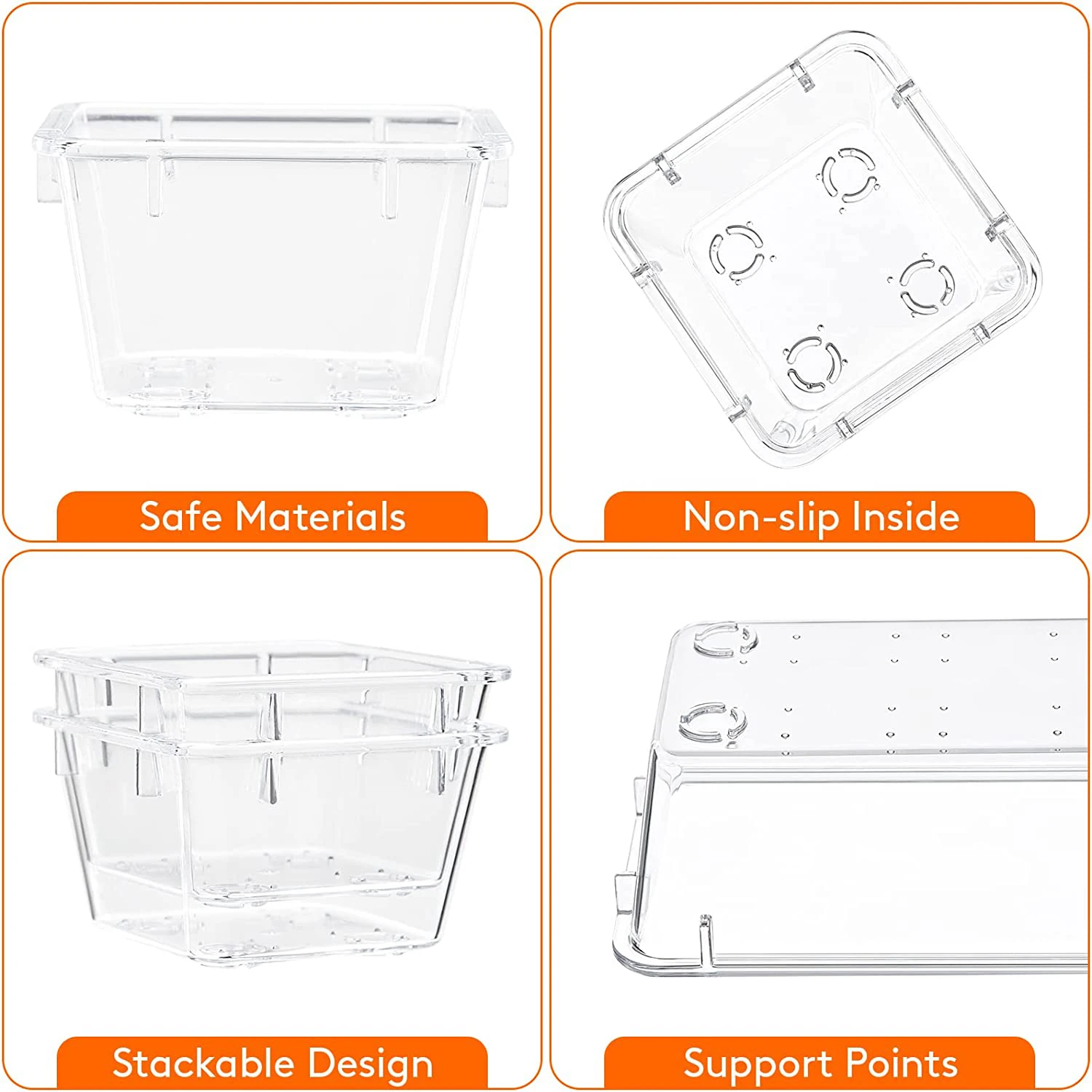 Set 9 Vassoi Organizer Per Cassetti In Plastica Trasparente – Divisori Acrilici Di Varie Dimensioni, Antiscivolo, Per Gioielli, Ufficio, Bagno, Cucina - 4