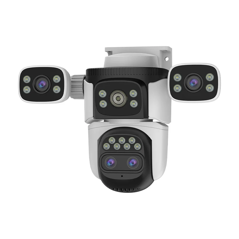 Factory Four-Lens Network Camera Wifi 360 Degree Color Night 12MP Two-Way Audio Cloud Auto Tracking Smart Alarm Security CCTV
