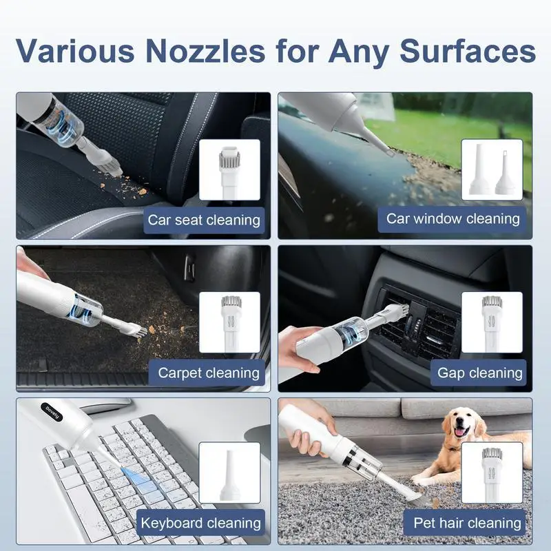 Handheld Vacuum Cleaner - 21000Pa Powerful Car Vacuum,5 in 1 Portable Mini Vacuum Cleaner & Blower with LED Light,Up to 40 Mins