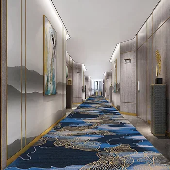 Custom Logo Large Size Luxurious Hotel Lobby Carpet Loop Pile Machine-Made Polyester Wall Rug for Home Living Room Bedroom Hall
