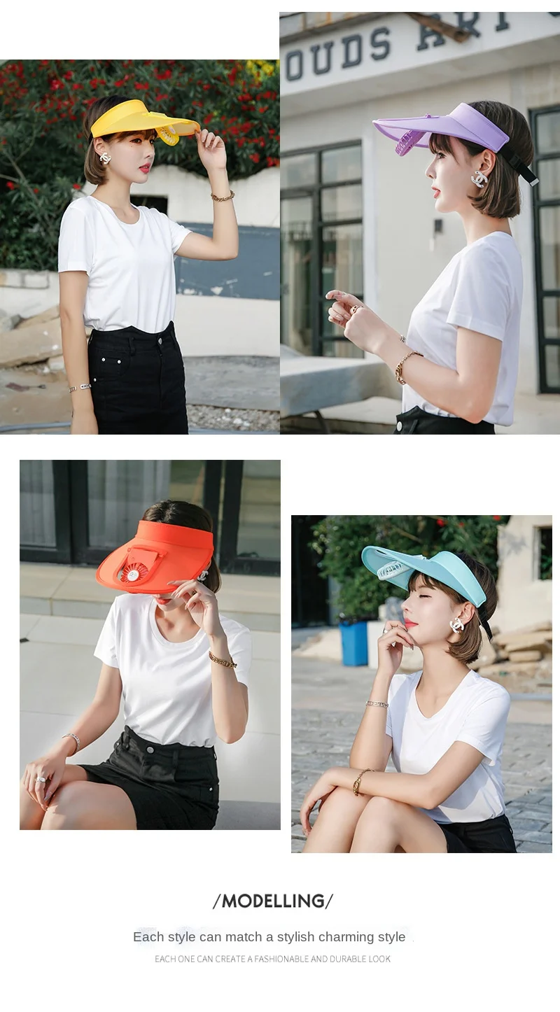 MTBB Rechargeable Fan Cap Solar Panel Powered Hats Summer Beach Outdoor Carton Adult Children Visor