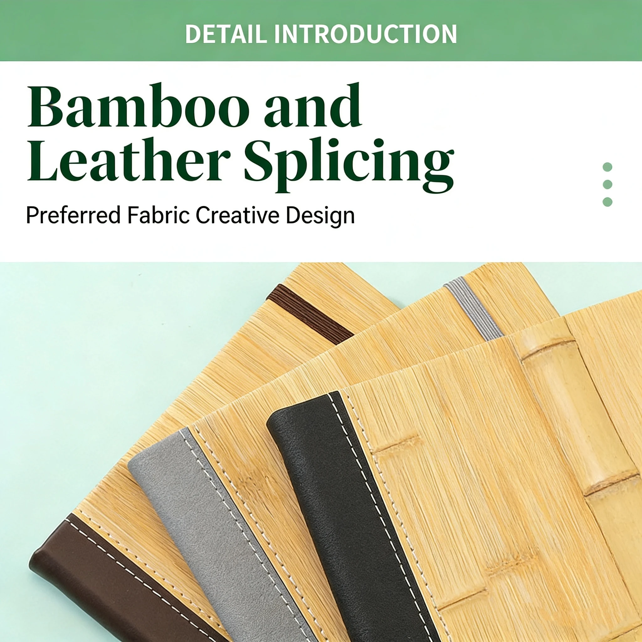 Creative bamboo  notebook A5 cork mosaic binding  business notebook office set custom logo eco-friendly notebook preview 2