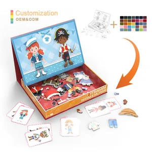 3 in 1 Magnetic Leveled up Puzzles Kids Wooden Folding Jigsaw Puzzles Book Toddlers Preschool Educational Learning Toys