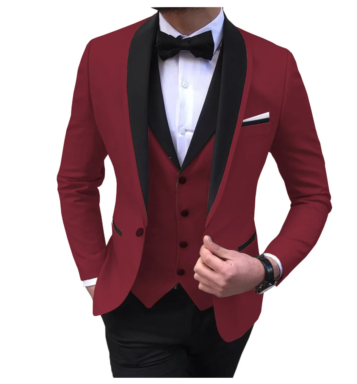High End Woolen Groom Get Married Formal Suit Full Regular Fit 3 Pcs ...