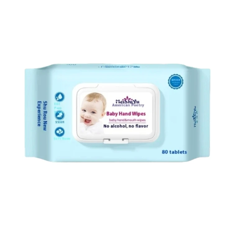 Hochwertige OEM-Fabrik 80 Stück hautfreundliche Baby-Feuchttücher mit individuellem Logo, umweltfreundlich, zur Reinigung von Babys Mund, Händen, Nase