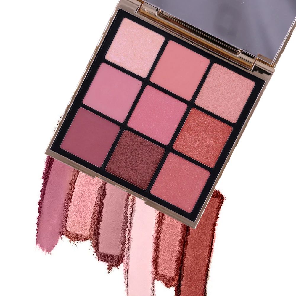 Sweet Pink Peach Eye Shadow Makeup Palette 9 Colors Highly Pigmented Matte Shimmer Pearl Party Eyeshadow Palette factory