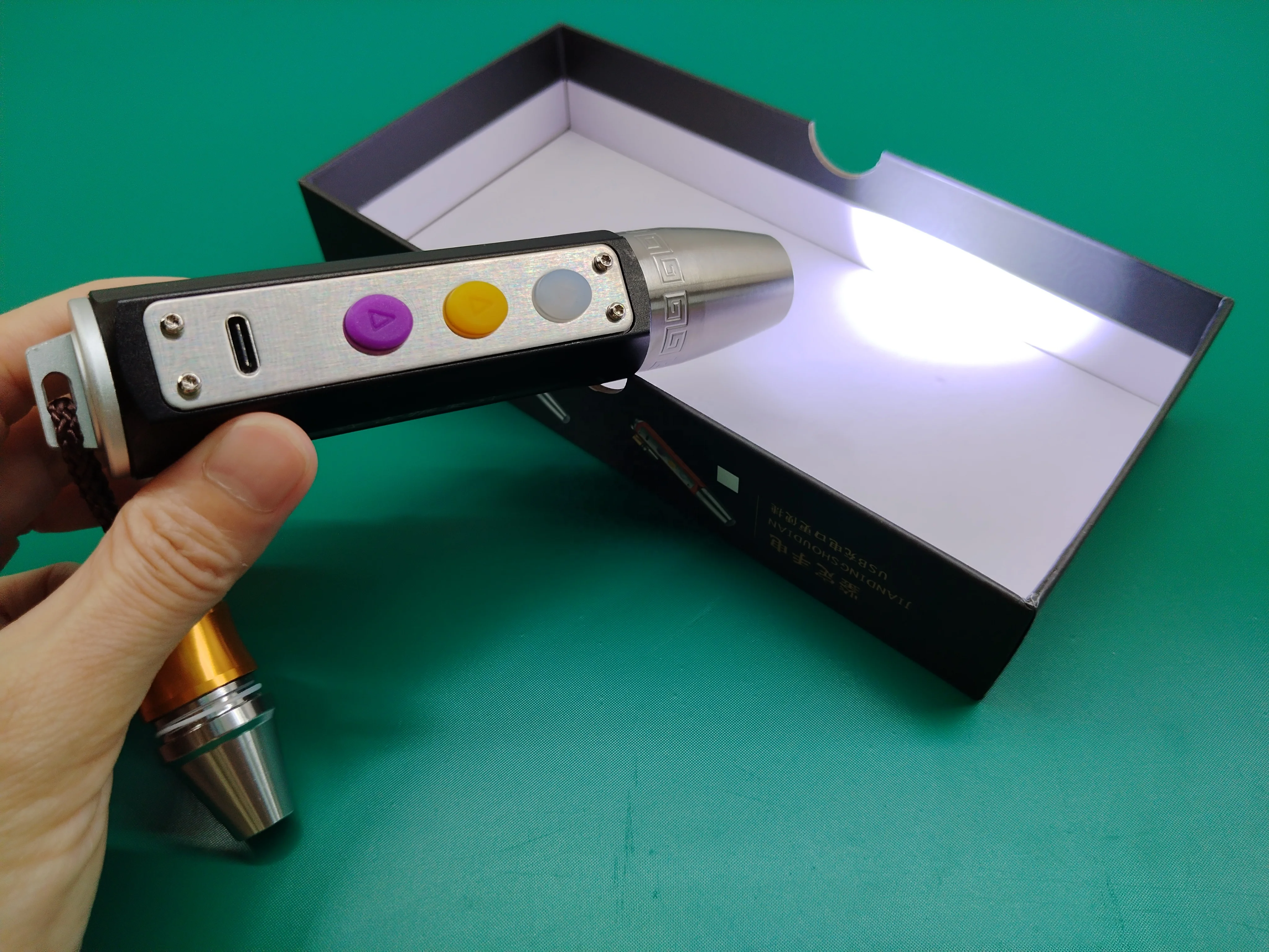 LED Torch Rechargeable Gem Checking Torch With 3 Light Sources UV 395NM LED Flashlight