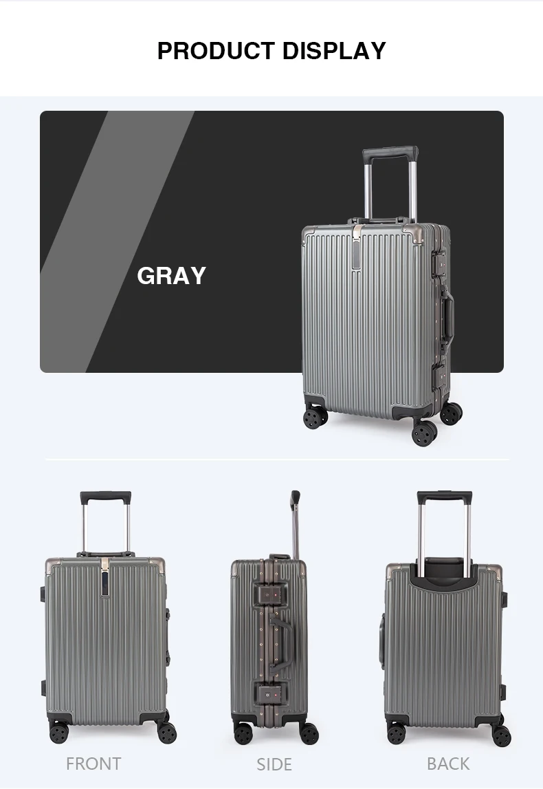 Hard Shell Aluminum Frame Suitcase For Travel Zipperless Luggage With ...